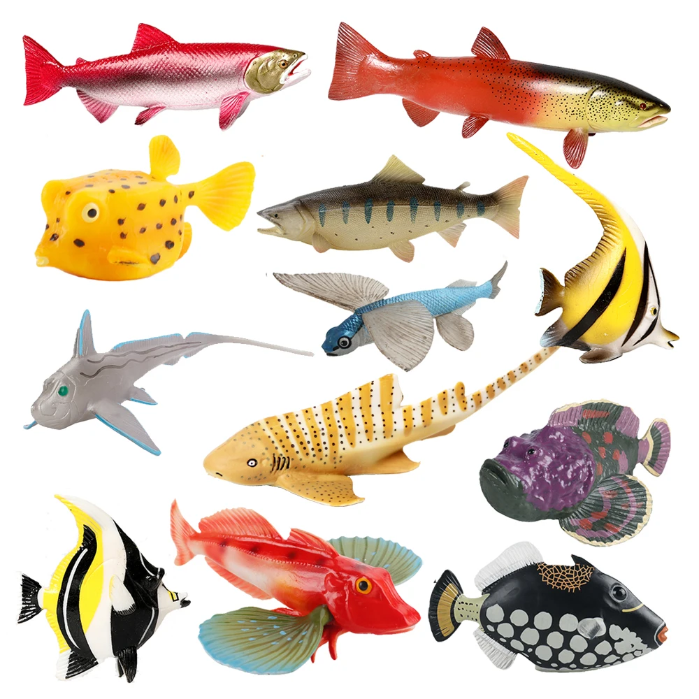 Kids Toys Reviews - Figurines d'animaux marins, poisson-sabre, poisson-voilier, saumon,
