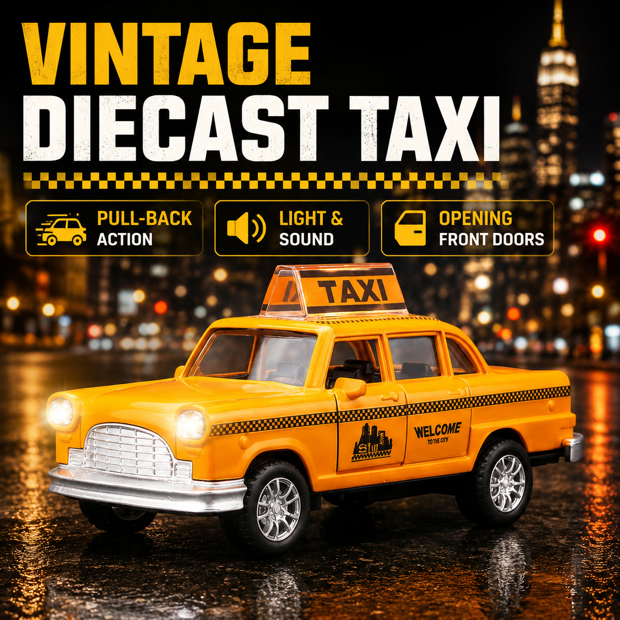 Kids Toys Nyc - Voiture jouet taxi jaune de New